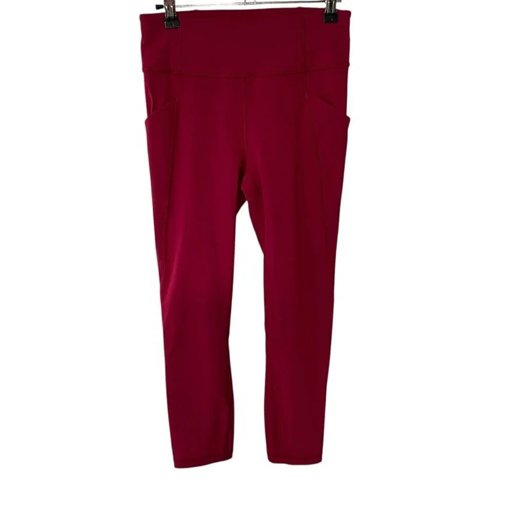 Lululemon Time To Sweat Crop Leggings 23 Inch Size 6 Red Active Gym Yoga Running